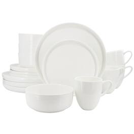 Gibson - Elite Annual Rings 16 Piece Bone China Dinnerware Set - White