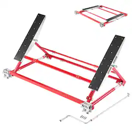 VEVOR - Portable Car Lift, 4400 lbs Capacity, Heavy Duty Steel Quick Lift with 23" Max Height, Adjustable Width and Wheels - Red