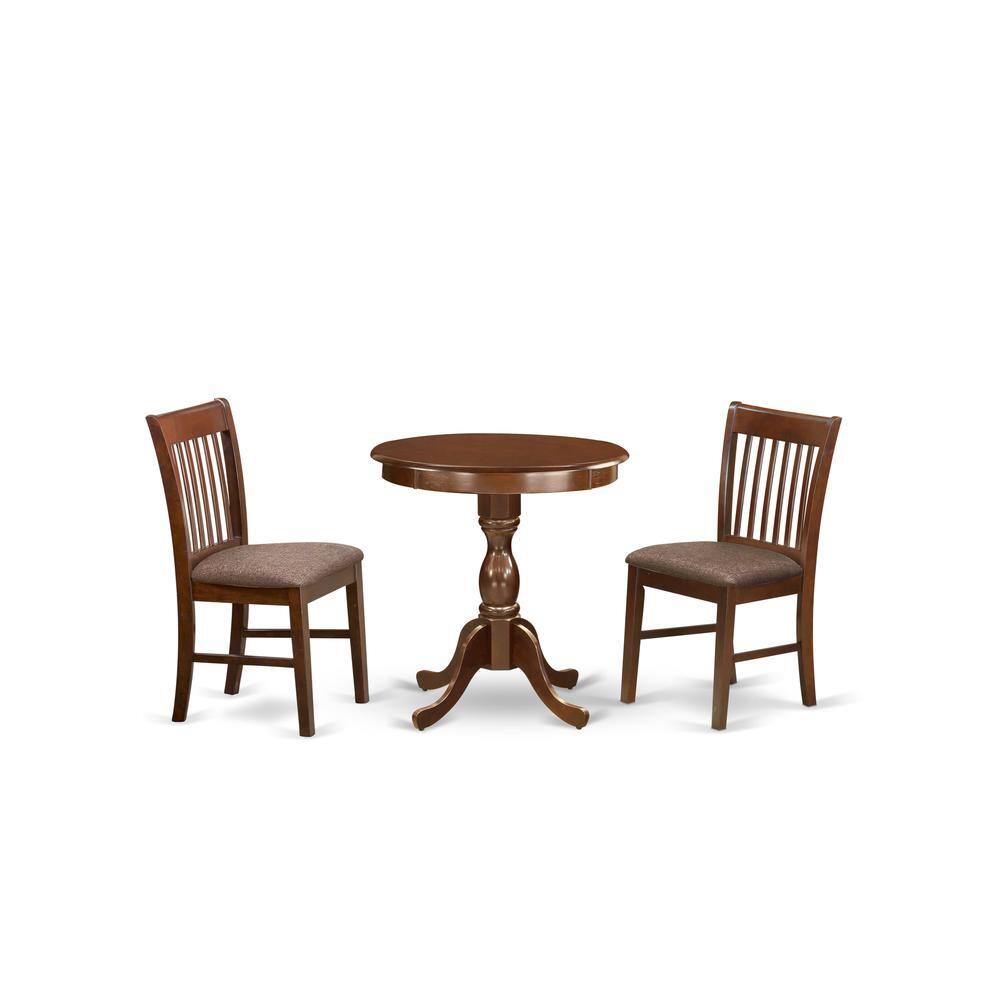 East West Furniture ESNF3 MAH C 3 Pc Dining Room Table Set 2 Wooden ...