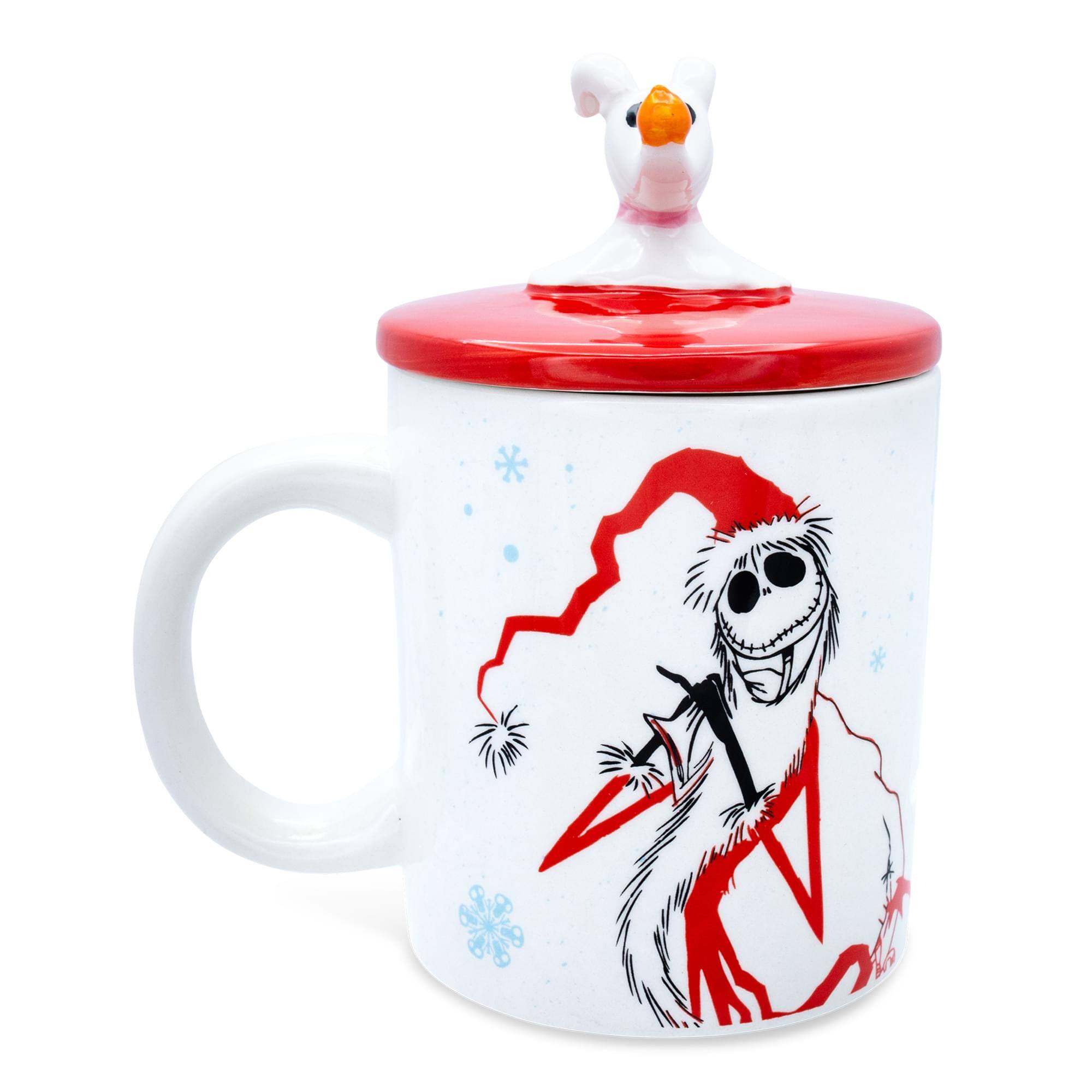 Front. Disney - Disney The Nightmare Before Christmas Santa Jack Ceramic Mug With Sculpted Lid - Red.