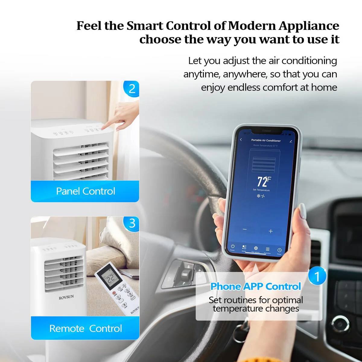 Alt View 4. Winado - 10000 BTU Cool WiFi Portable Air Conditioner, 3-in-1 Portable AC with Cooling  & Dehumidifier & Fan Mode - White.