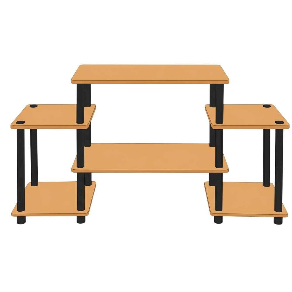Back. FurniFact - Light Cherry and Black no tools entertainment center with spacious design - Light Cherry/Black.