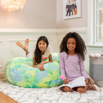 Front. Jaxx - Jaxx Cocoon 4 Foot Bean Bag Chair - Faux Fur, Firefly Yellow - Faux Fur - Firefly Yellow.