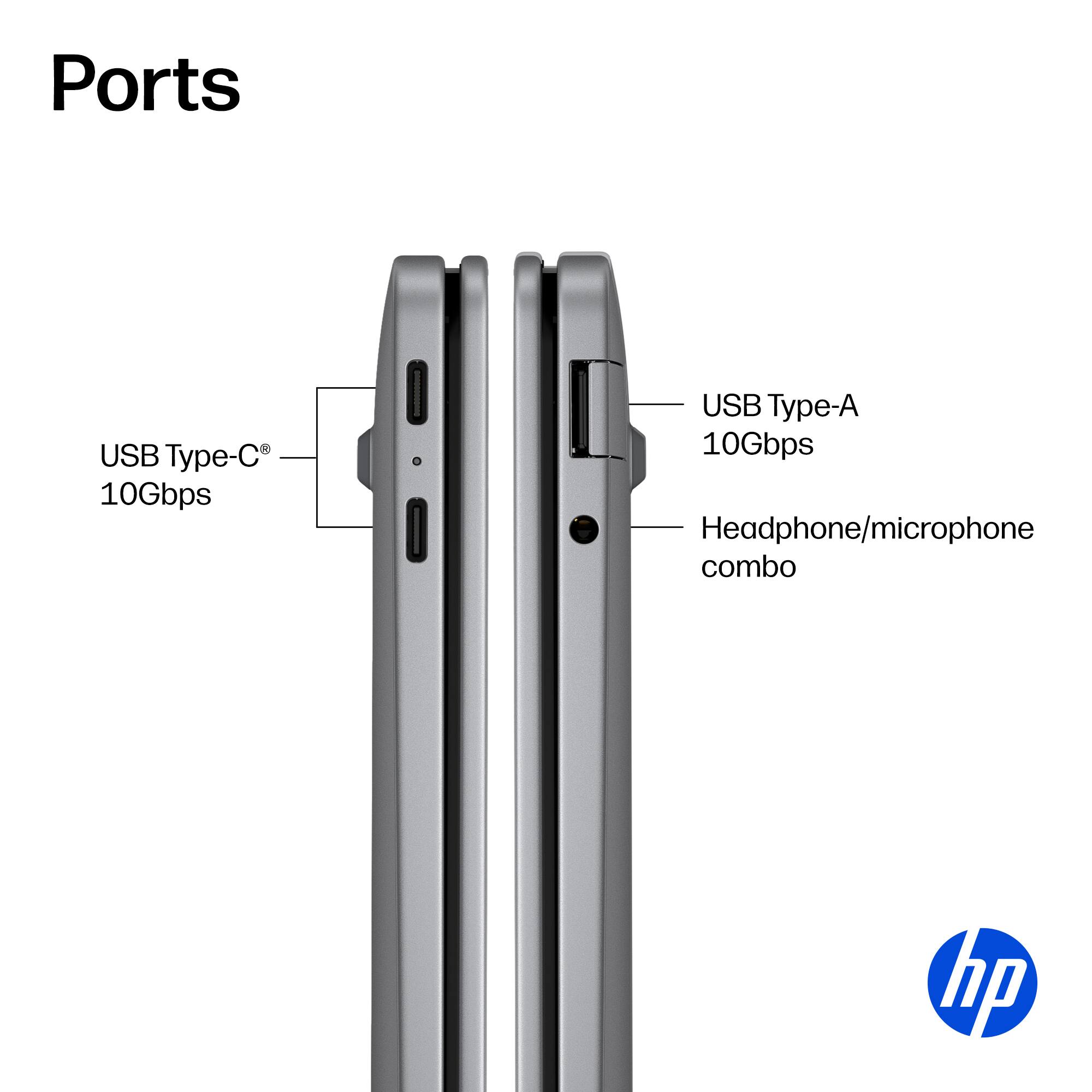 Ports  
- USB Type-C 10Gbps  
- USB Type-A 10Gbps  
- Headphone/microphone combo