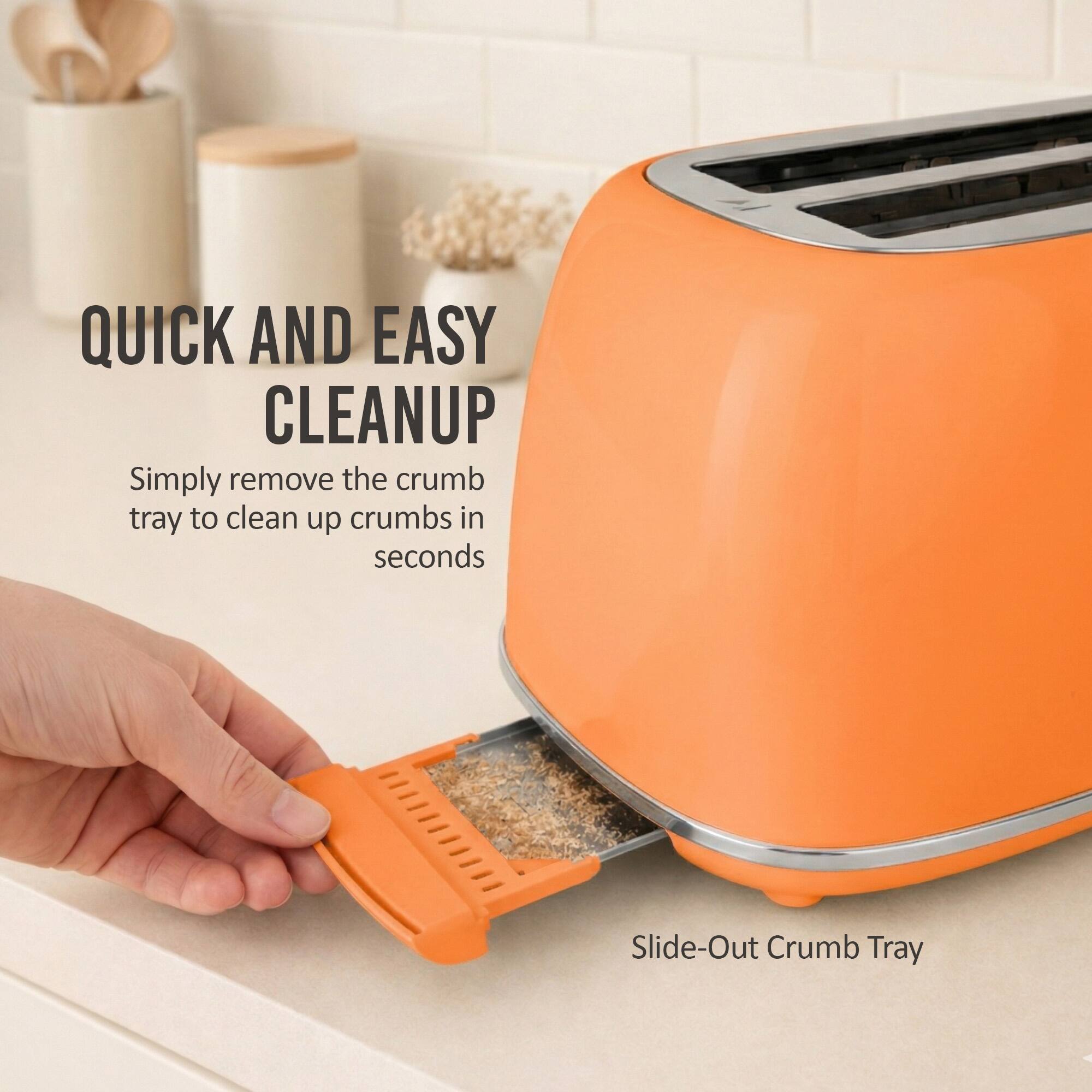 QUICK AND EASY CLEANUP  
Simply remove the crumb tray to clean up crumbs in seconds  
Slide-Out Crumb Tray
