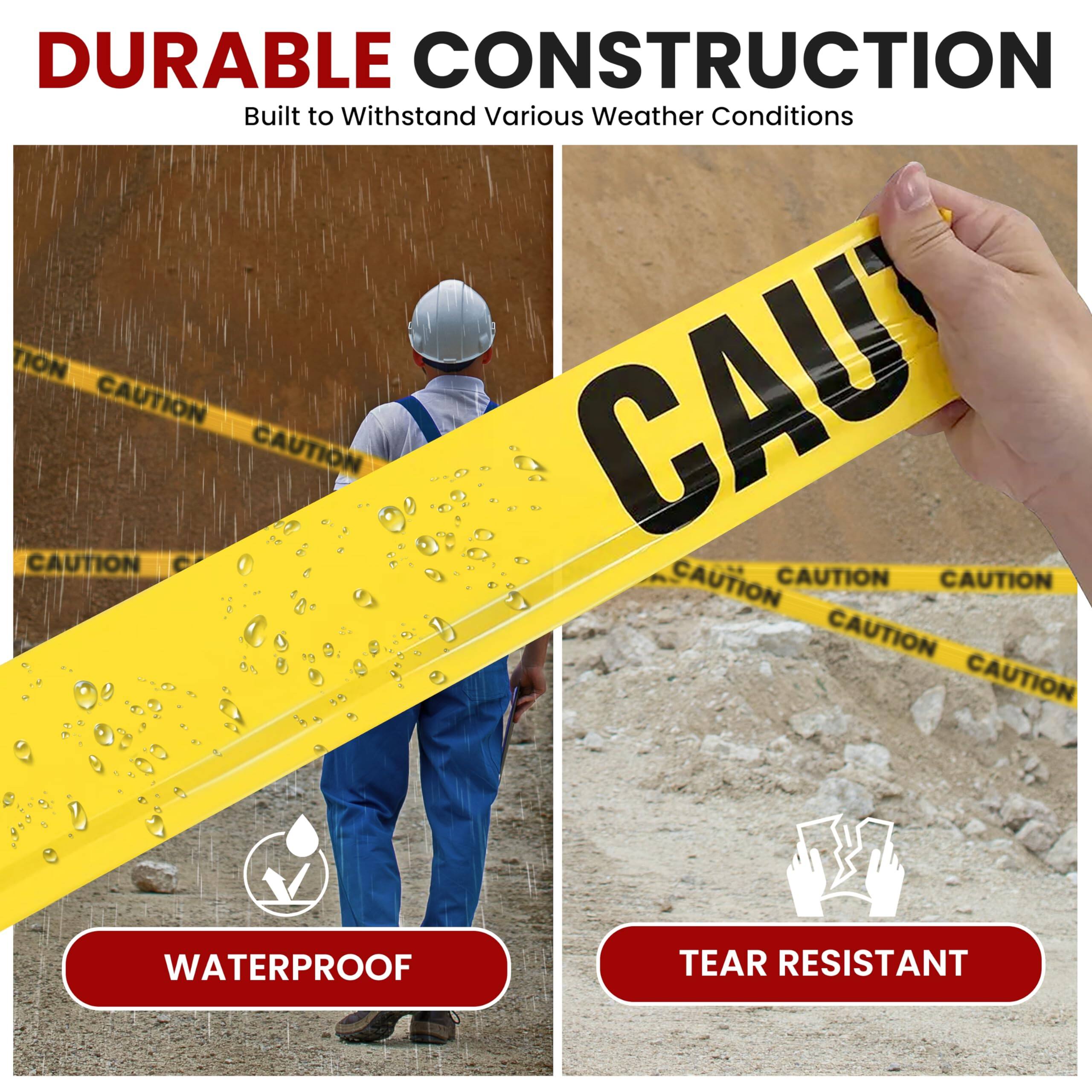 DURABLE CONSTRUCTION  
Built to Withstand Various Weather Conditions  

WATERPROOF  
TEAR RESISTANT