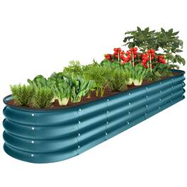 Best Choice Products - 8x2x1ft Outdoor Metal Raised Oval Garden Bed, Planter Box for Vegetables, Flowers - Peacock Blue