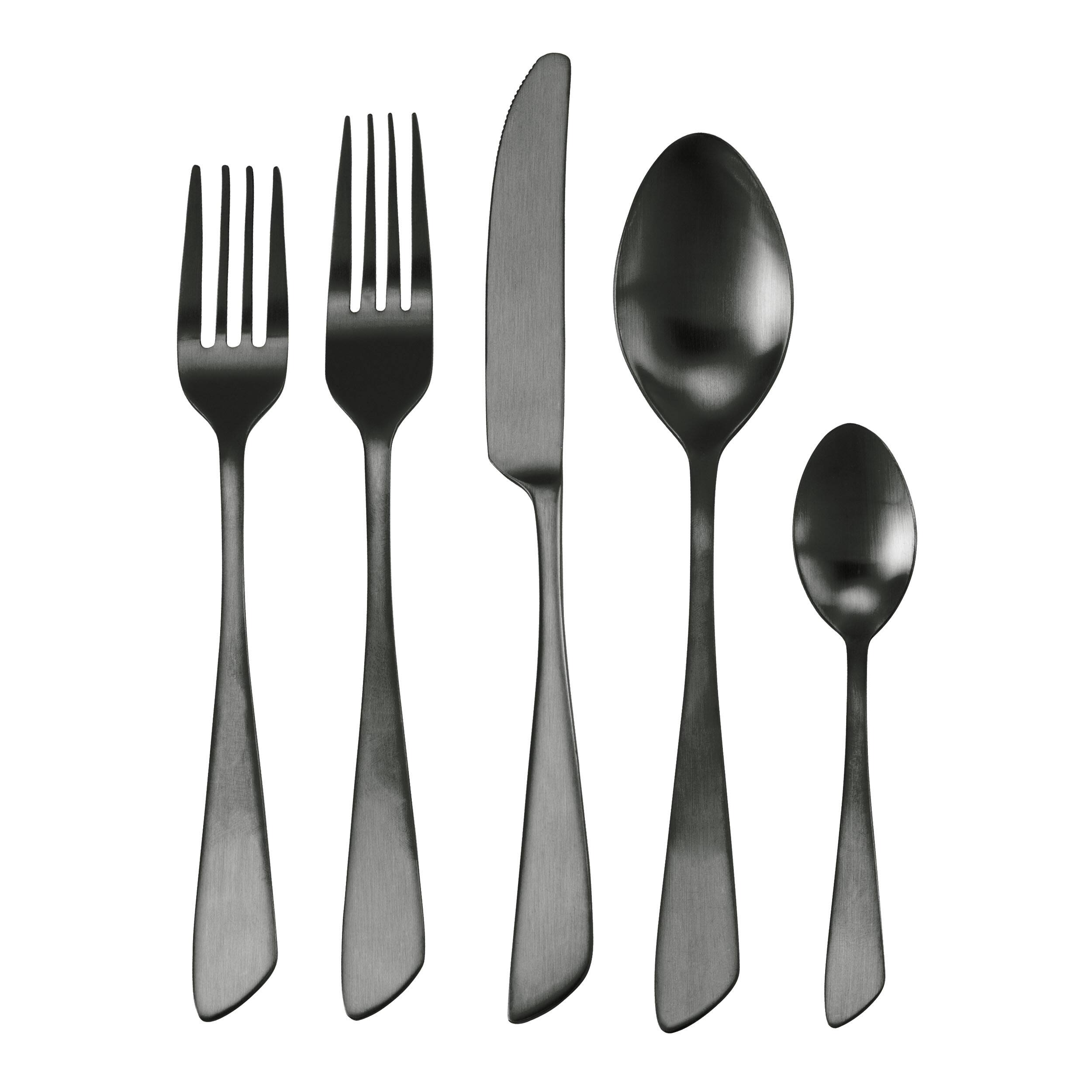 Alt View 6. MegaChef - MegaChef Gibbous 20 Piece Flatware Utensil Set, Stainless Steel Silverware Metal Service for 4 in Black - Black.