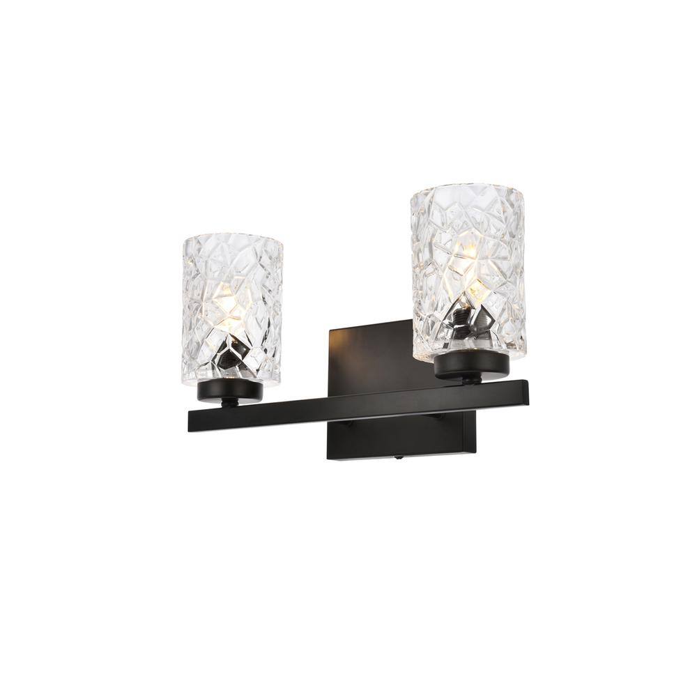 Alt View 2. Living District - Cassie 2 lights bath sconce in black with clear shade - Black And Clear Shade.