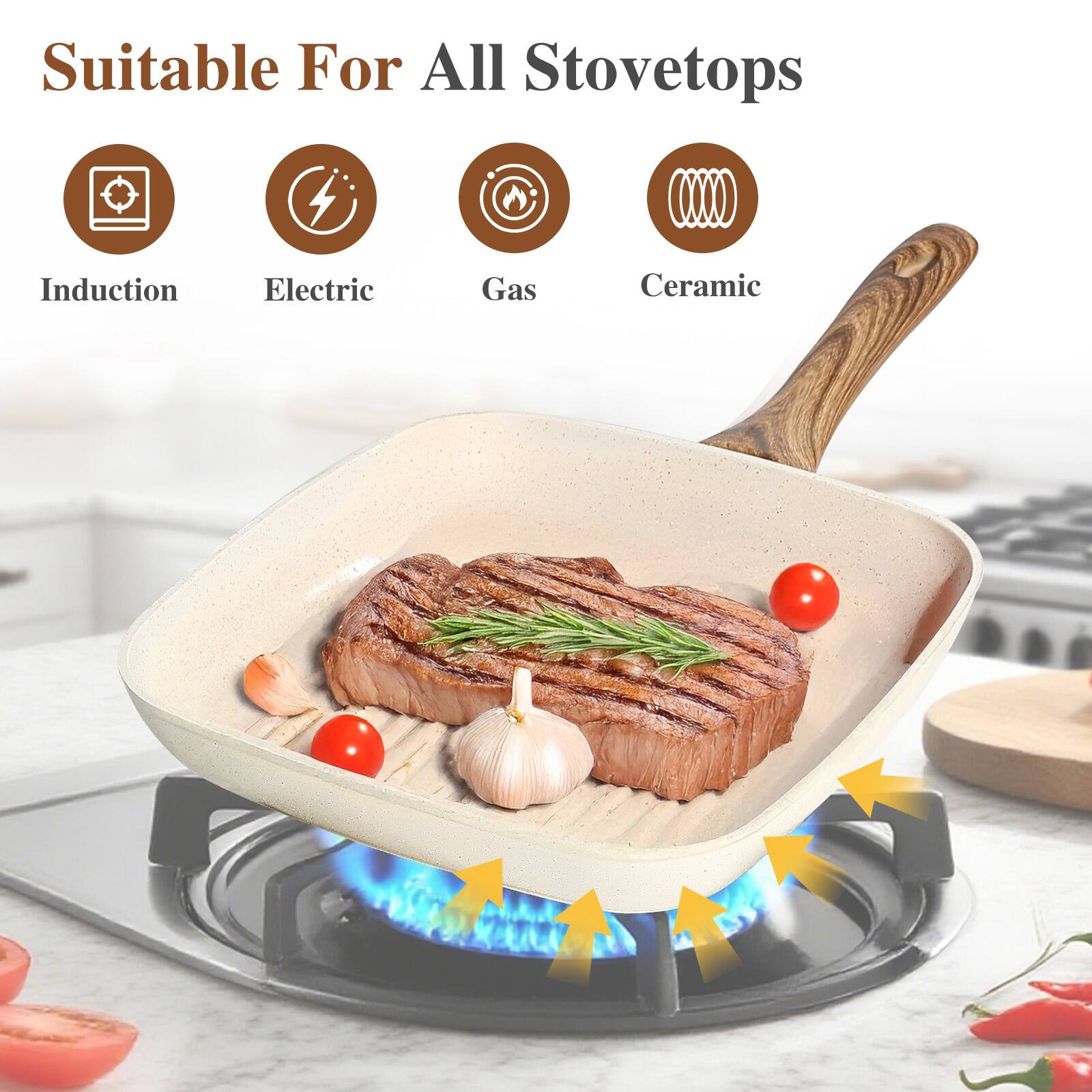 Suitable For All Stovetops

- Induction
- Electric
- Gas
- Ceramic