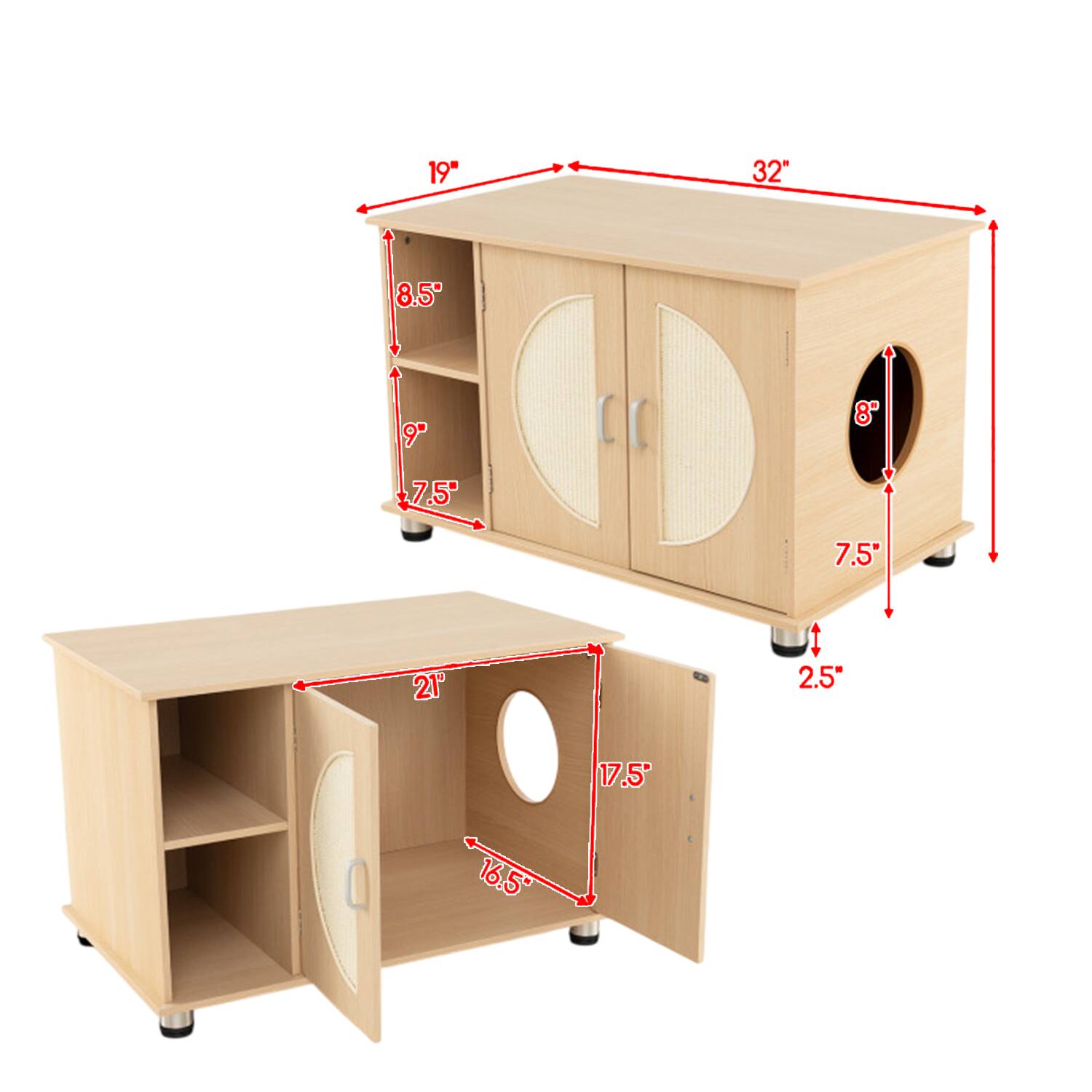 19" 32" 8.5" 9" 8" 7.5" 7.5" 21" 2.5" 17.5" 16.5"