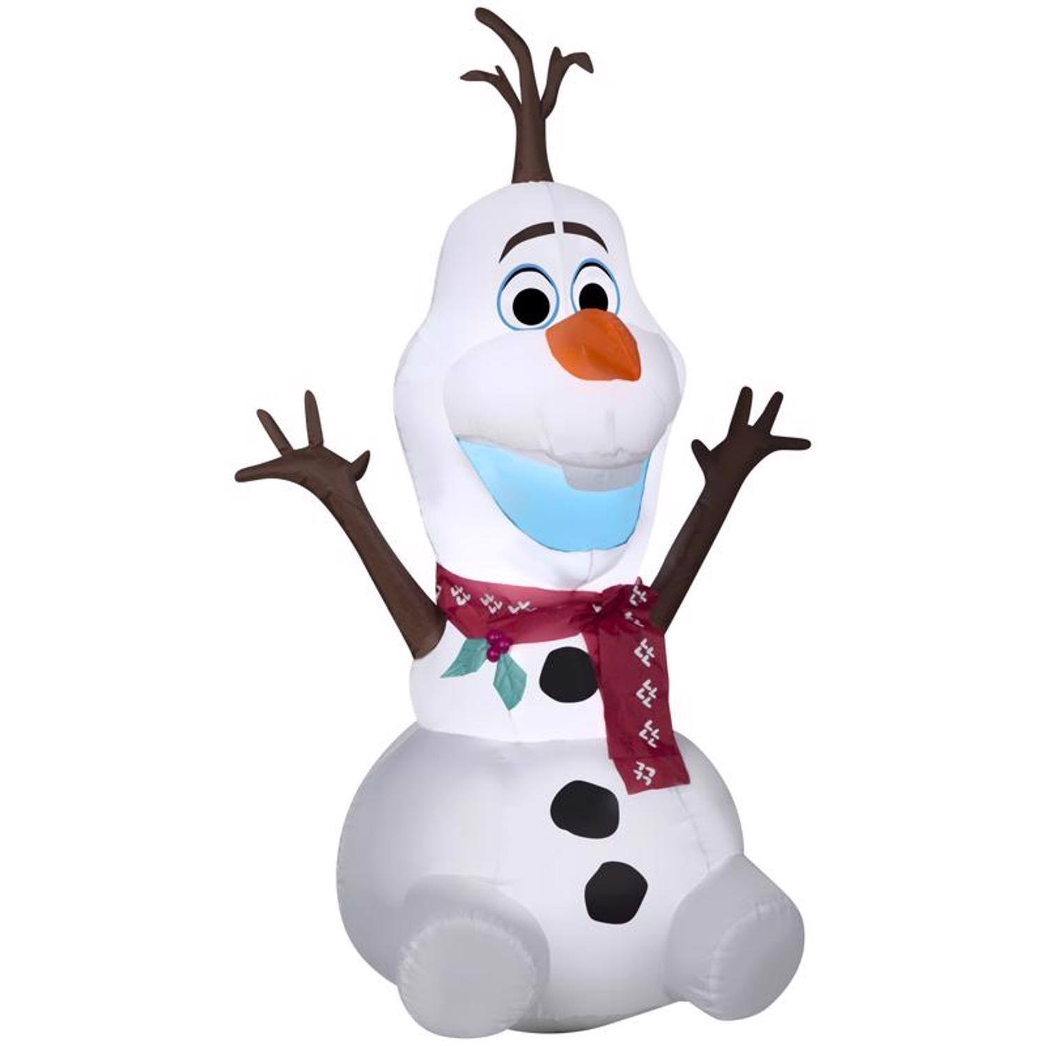 Front. Disney - Disney Airblown Christmas Inflatable Olaf with Red Scarf 48 in. Inflatable - Multicolored.