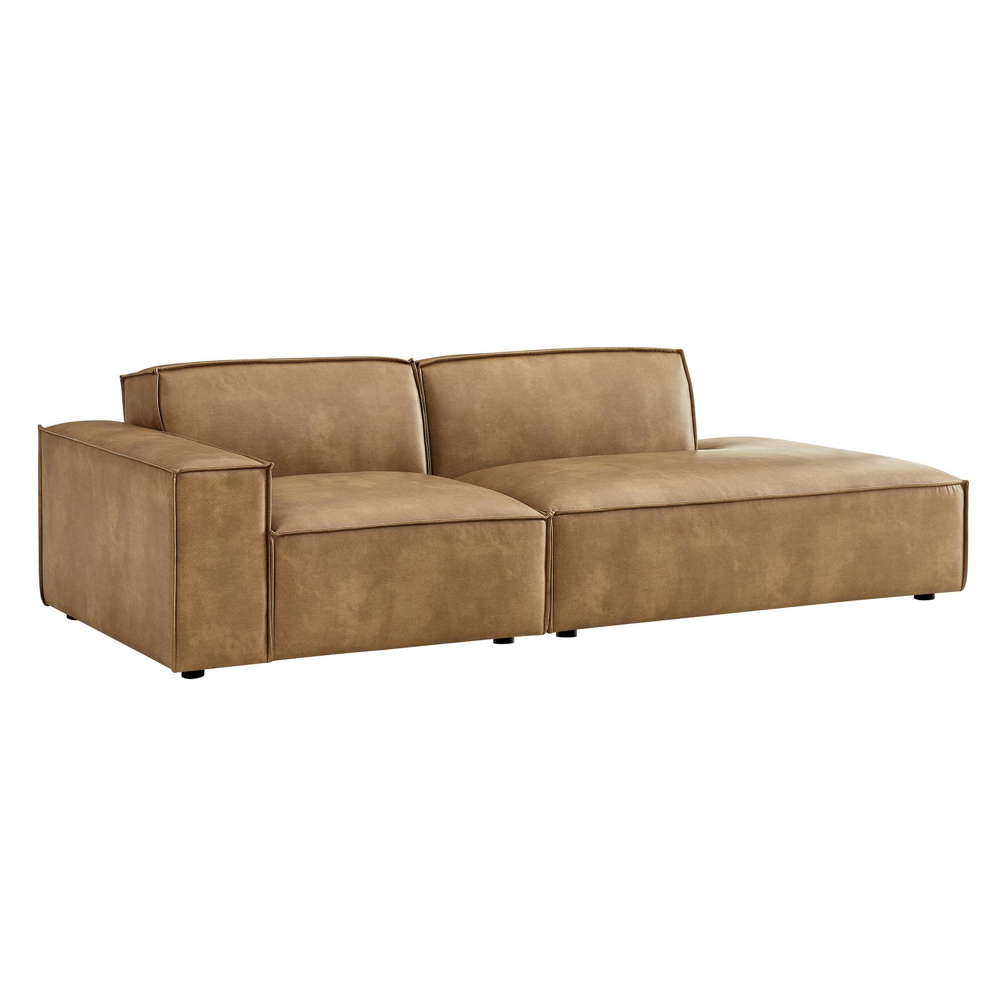 Front. Modway - Restore 2-Piece Vegan Leather Modular Loveseat by Modway - Toast.