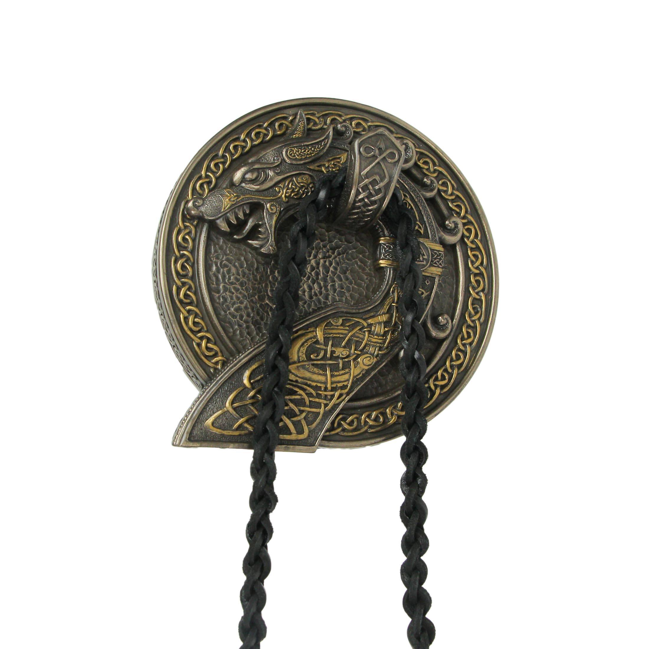 Alt View 2. Veronese Design - Sigur Slaying Fafnir Viking Horn & Dragon Wall Mount Cold Cast Resin Sculpture - Bronze.