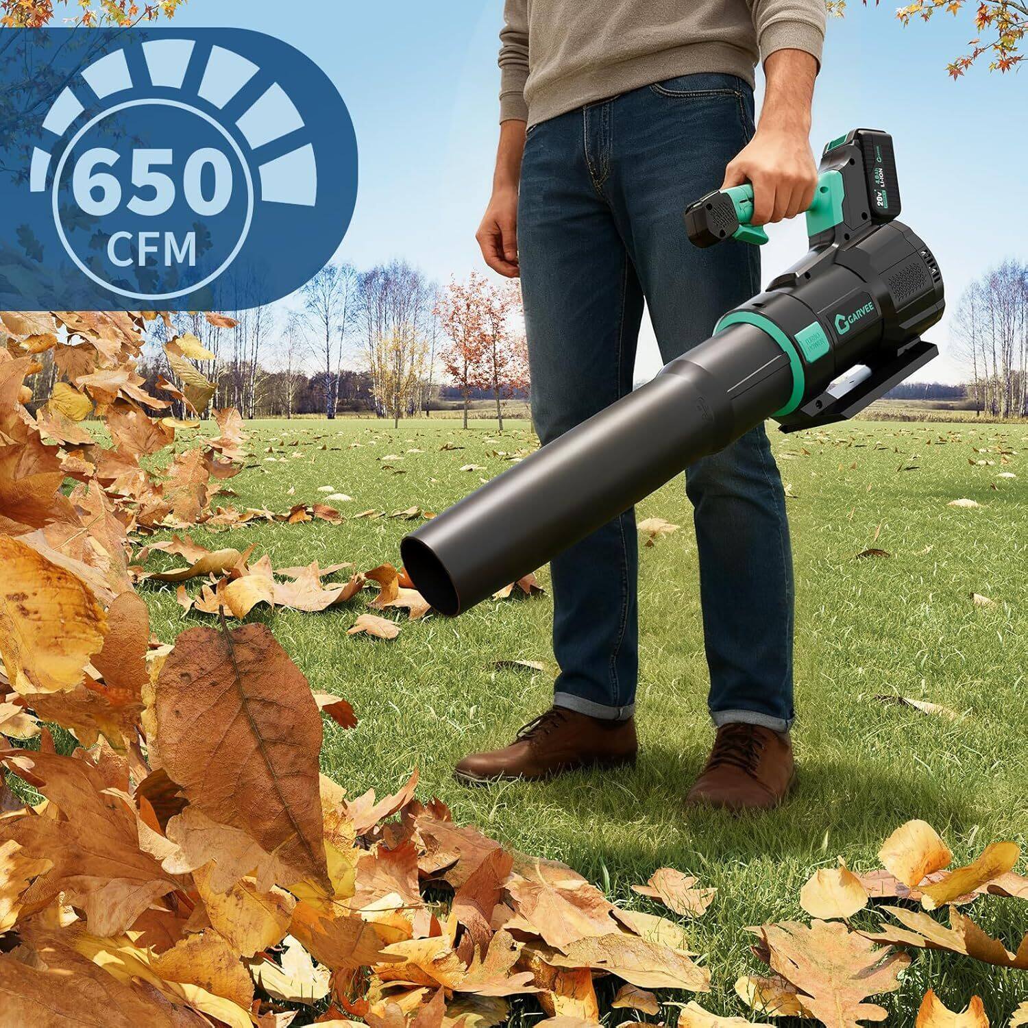 Angle. Acekool - 2 Speed 650CFM 200MPH Cordless 20V Electric Leaf Blower for Lawn Care, Blowing Leaves, Patio, Dust, Blue - Blue.