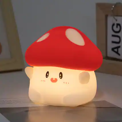 Front. MAGICAL RUBS - Hug Mushroom Lamp Cute Night Light 2 Levels Dimmable Led Squishy For Sleep Rechargeable Bedside Touch Silicone... - White.