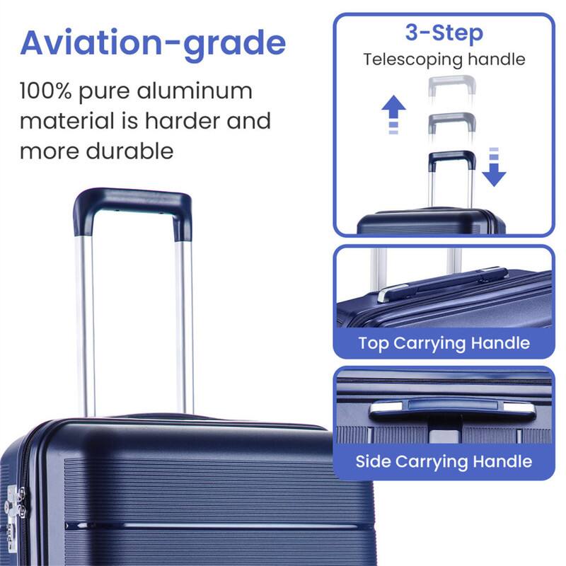 Aviation-grade  
100% pure aluminum material is harder and more durable

3-Step Telescoping handle

Top Carrying Handle

Side Carrying Handle