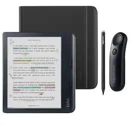 Kobo - Libra Colour (Black) eReader with Black Remote & Black Stylus 2Gen Bundle - 2024 - Black Notebook SleepCover