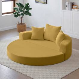 Meqiodas - Convertible Sofa Couch Bed, Multi-Functional, Circular Bed, Adjustable Futon Sofa, No Assembly - Yellow