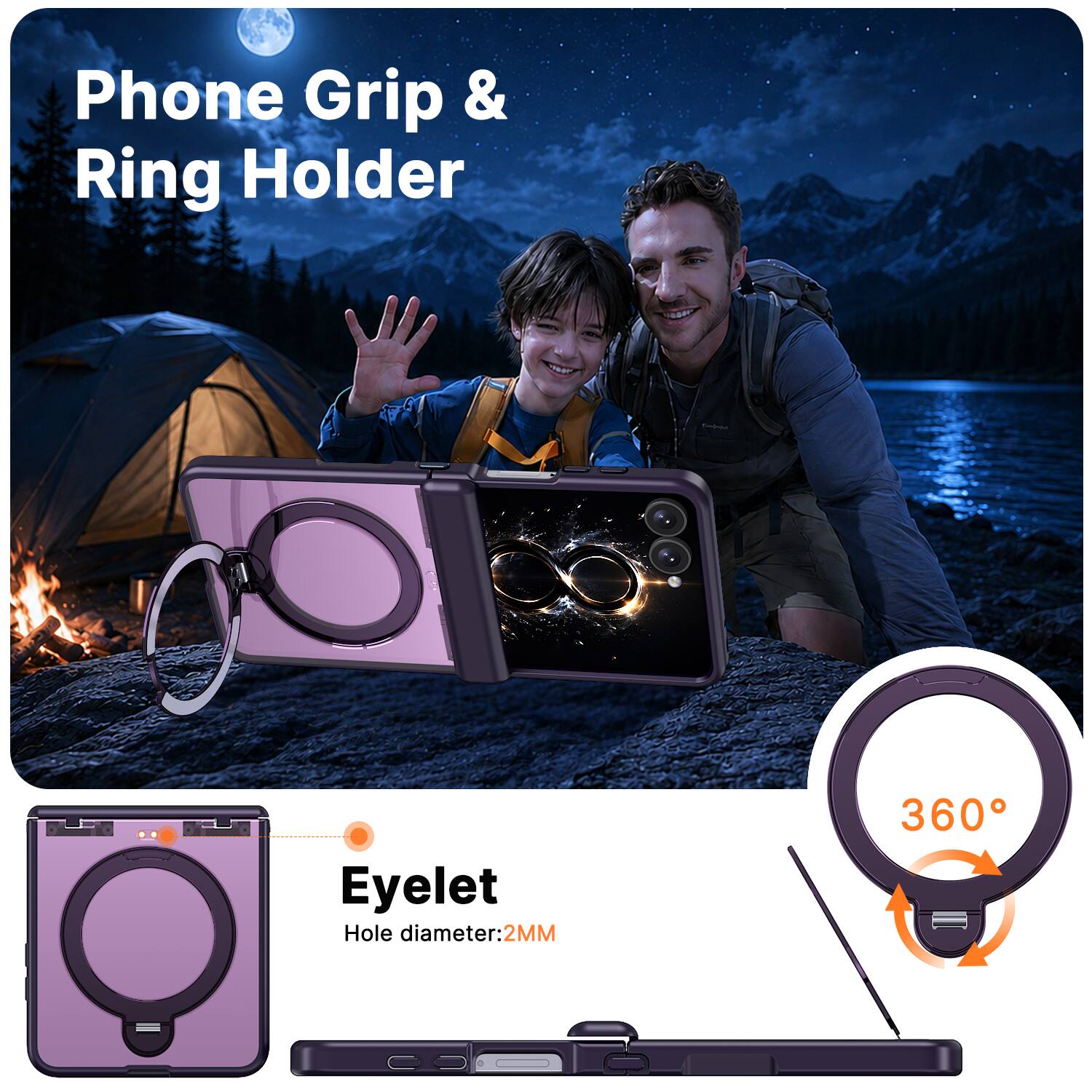 Phone Grip & Ring Holder

Eyelet Hole diameter: 2MM

360°