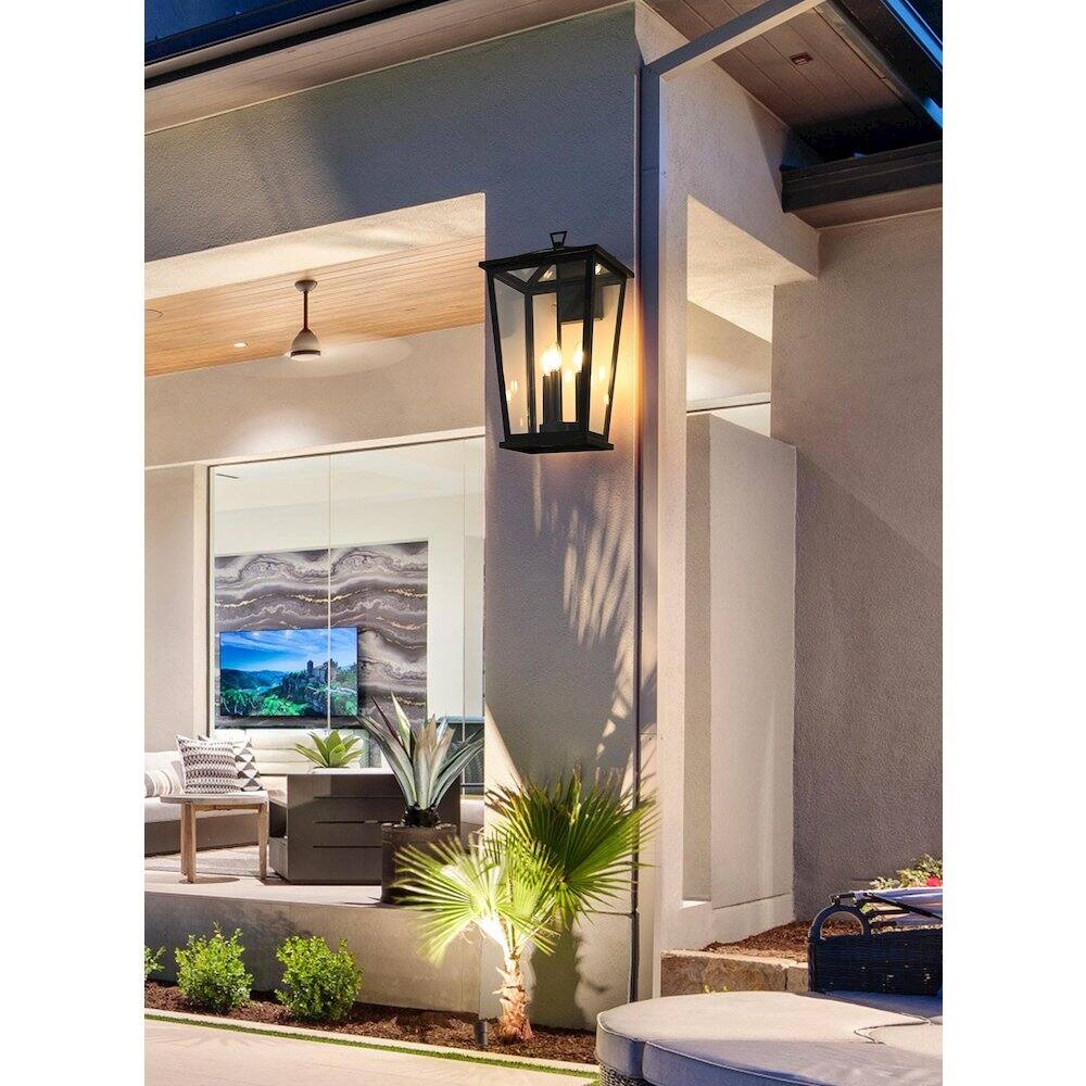 Alt View 4. Elegant Lighting - Berks 12.5 Inch Outdoor Wall Sconce In Black - Black.