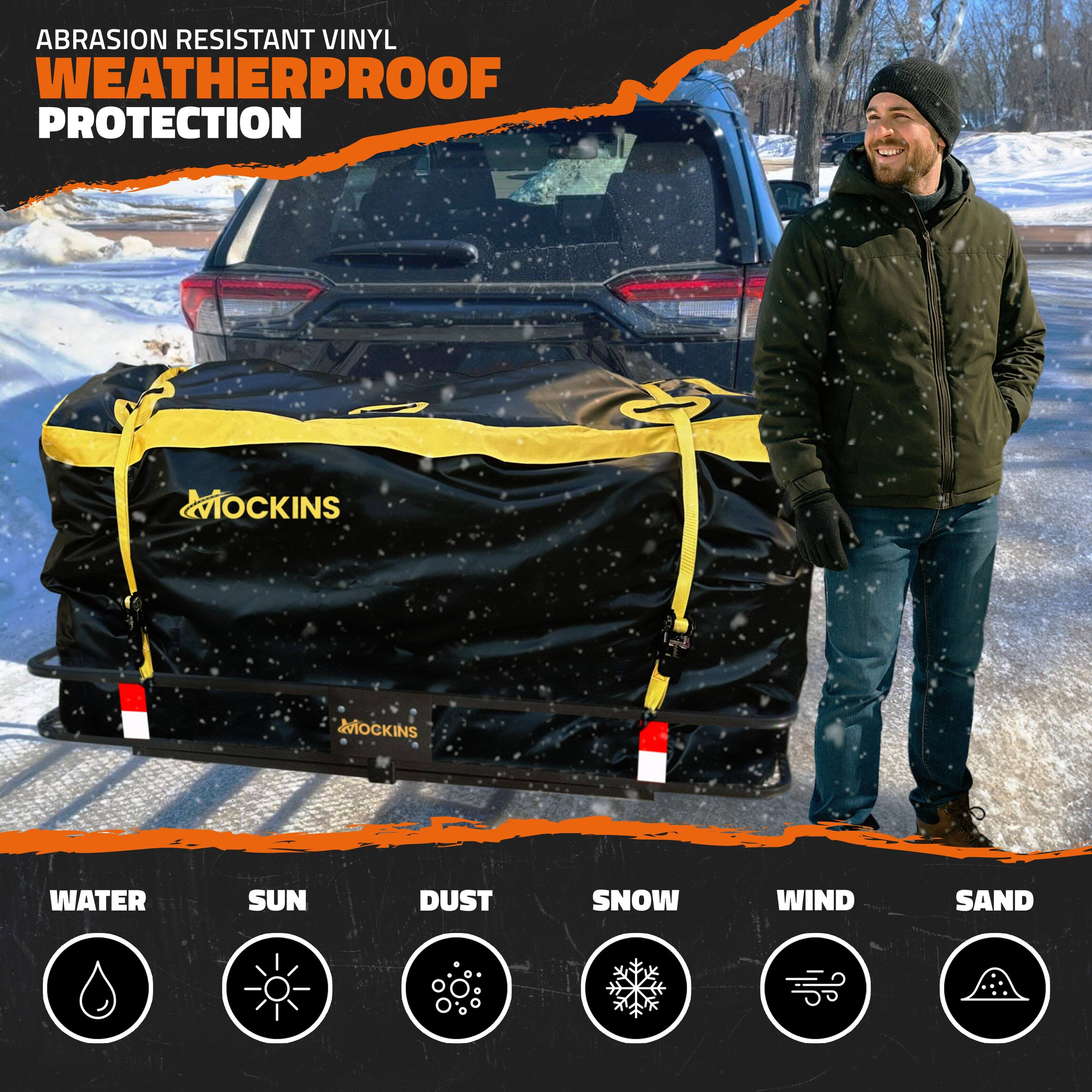 ABRASION RESISTANT VINYL WEATHERPROOF PROTECTION

MOCKINS

WATER SUN DUST SNOW WIND SAND