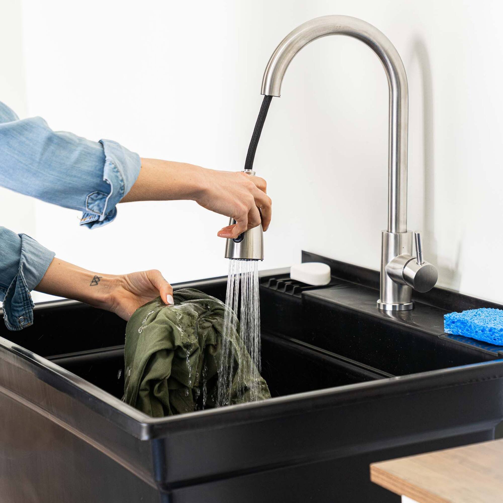 Alt View 4. UTILITYSINKS - Utility Sink Heavy Duty Freestanding Utility Tub Sink, 30 x 24 Inches, Black - Black.