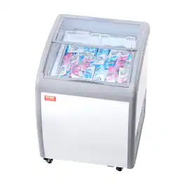 VEVOR - Commercial Ice Cream Display Case, 5.4 Cu.ft Chest Freezer, Mobile Glass Top Deep Freezer, Gelato Dipping Cabinet - White