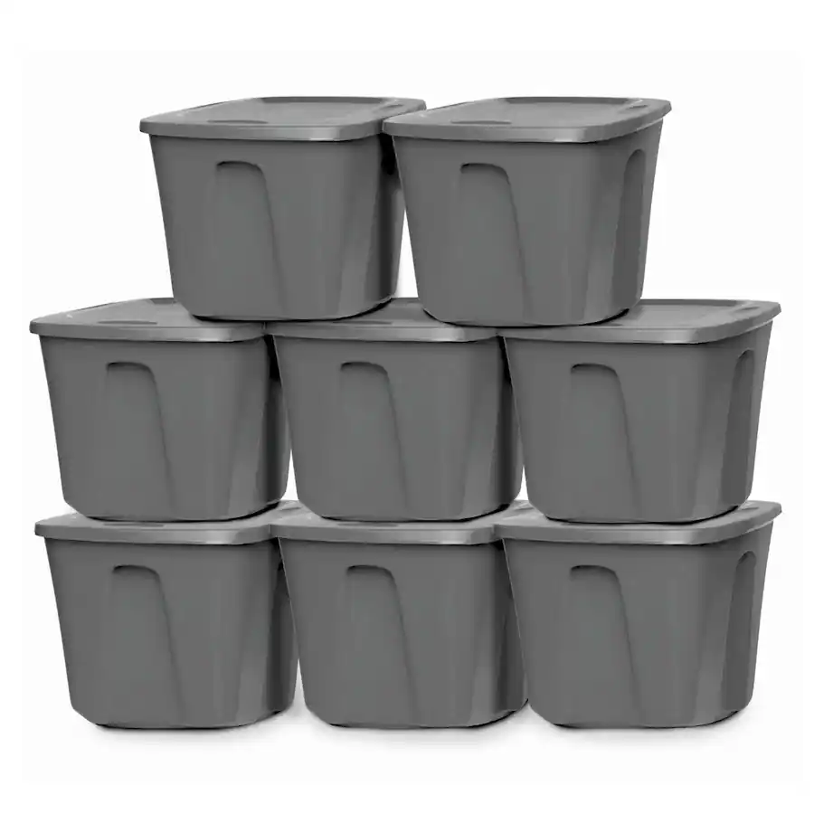Homz Totes Homz 18 Gallon Stackable Plastic Storage Tote Container with Snap On ...