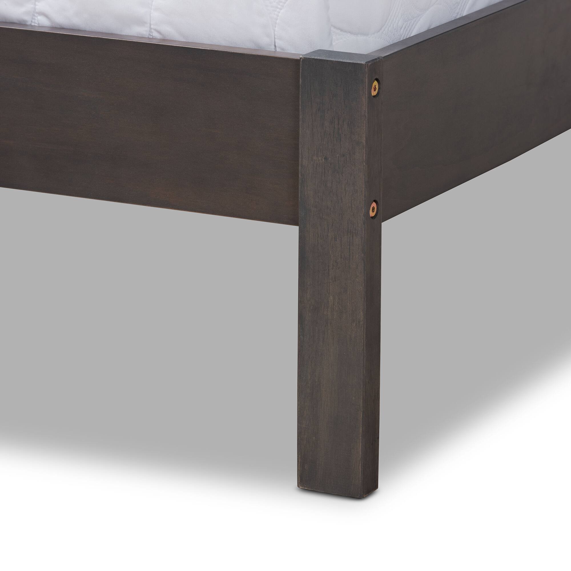 Alt View 1. Baxton Studio - Anthony Modern and Contemporary Oak Finished Wood Panel Bed - Dark Greyish Oak.