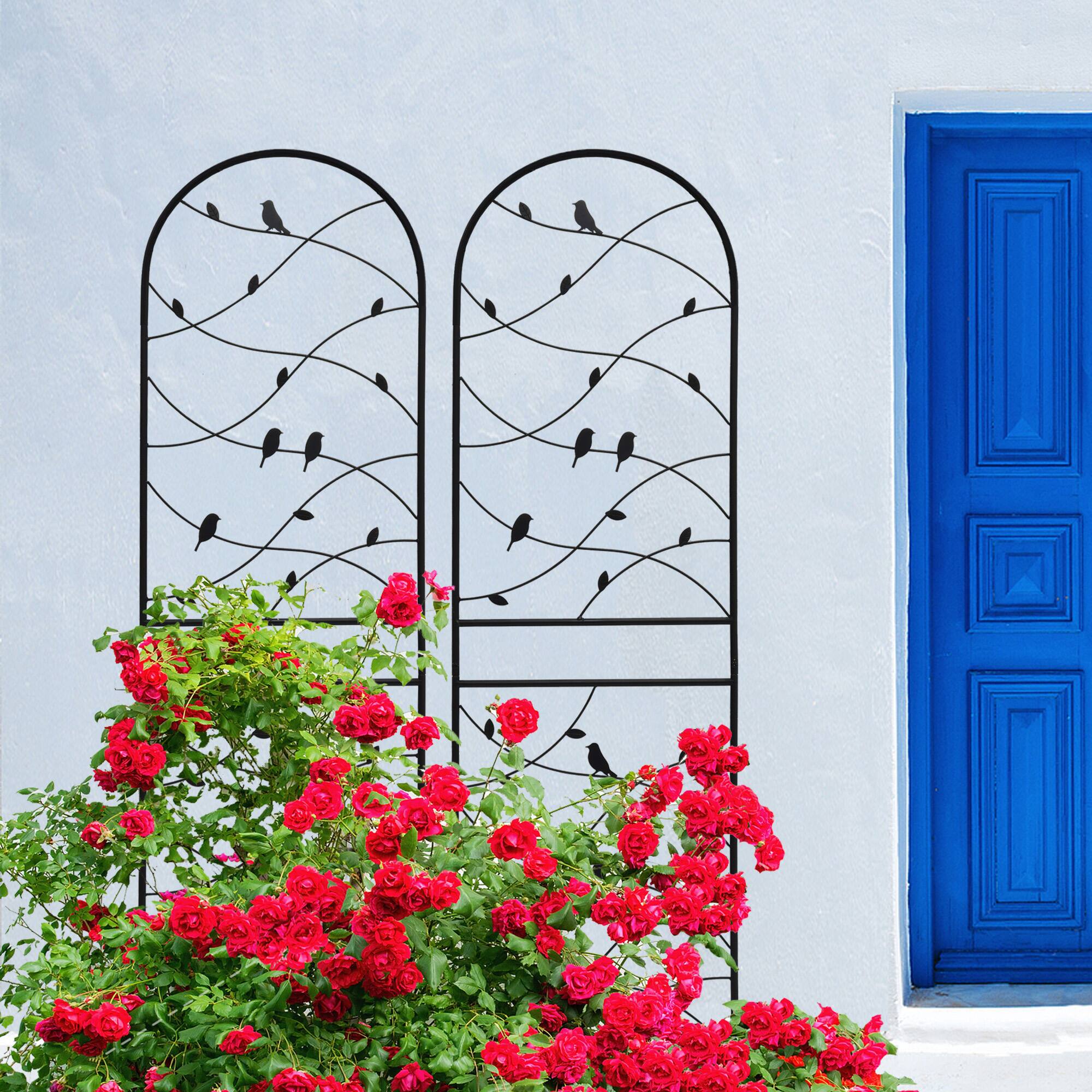 Alt View 1. Loheer - Rustproof Metal Garden Trellis Set, 5.9 ft x 1.64 ft Climbing Plant Support for Outdoor Decor, 2 Pack - Black.