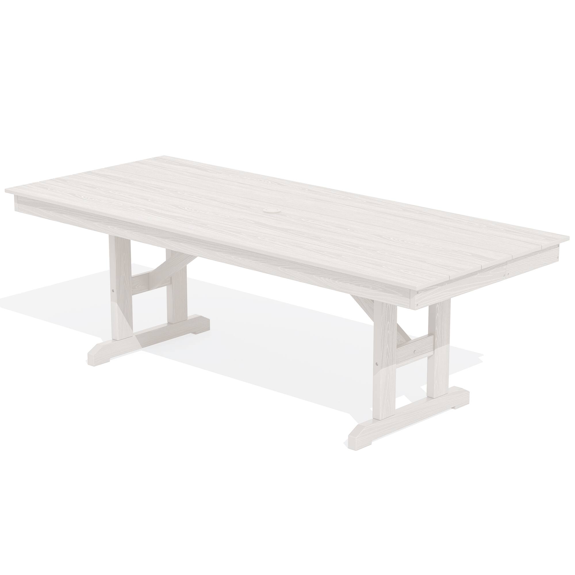 Alt View 10. SERWALL - 9 Piece 84" HDPE Outdoor Dining Set for 8 with Armless Chairs and Umbrelle Hole - White.