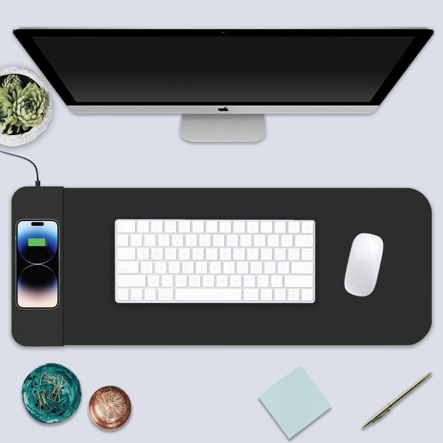 Alt View 1. OTM Essentials - OTM Essentials Wireless Charging Desk Mat - Black.