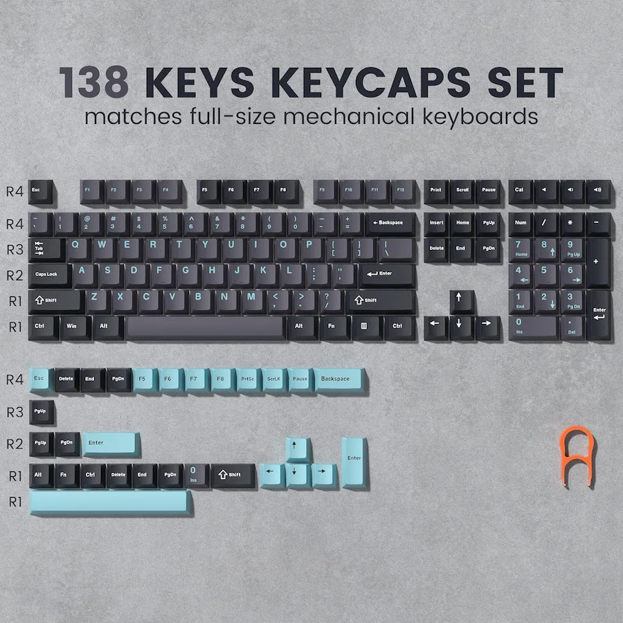 Urutan R1 R2 R3 R4 Keyboard Womier PBT Keycaps,Cherry Profile Double Shot Keycap for 60% 65% 75% ...