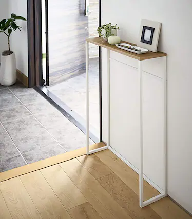 Front. Yamazaki Home - Narrow Entryway Console Table (32" H) - Steel - White.