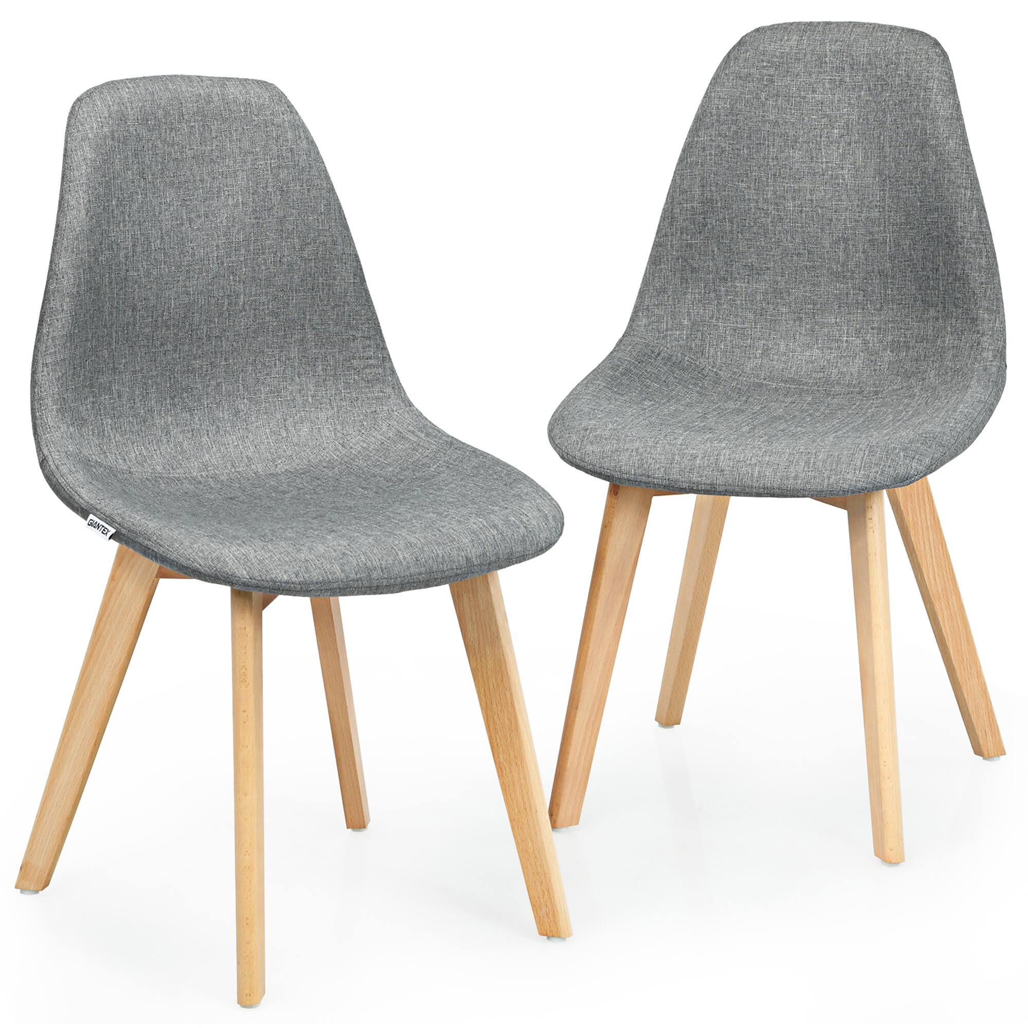 Alt View 6. Gymax - Gymax Set of 4 Dining Chairs Fabric Cushion Kitchen Side Chairs Gray - Gray.