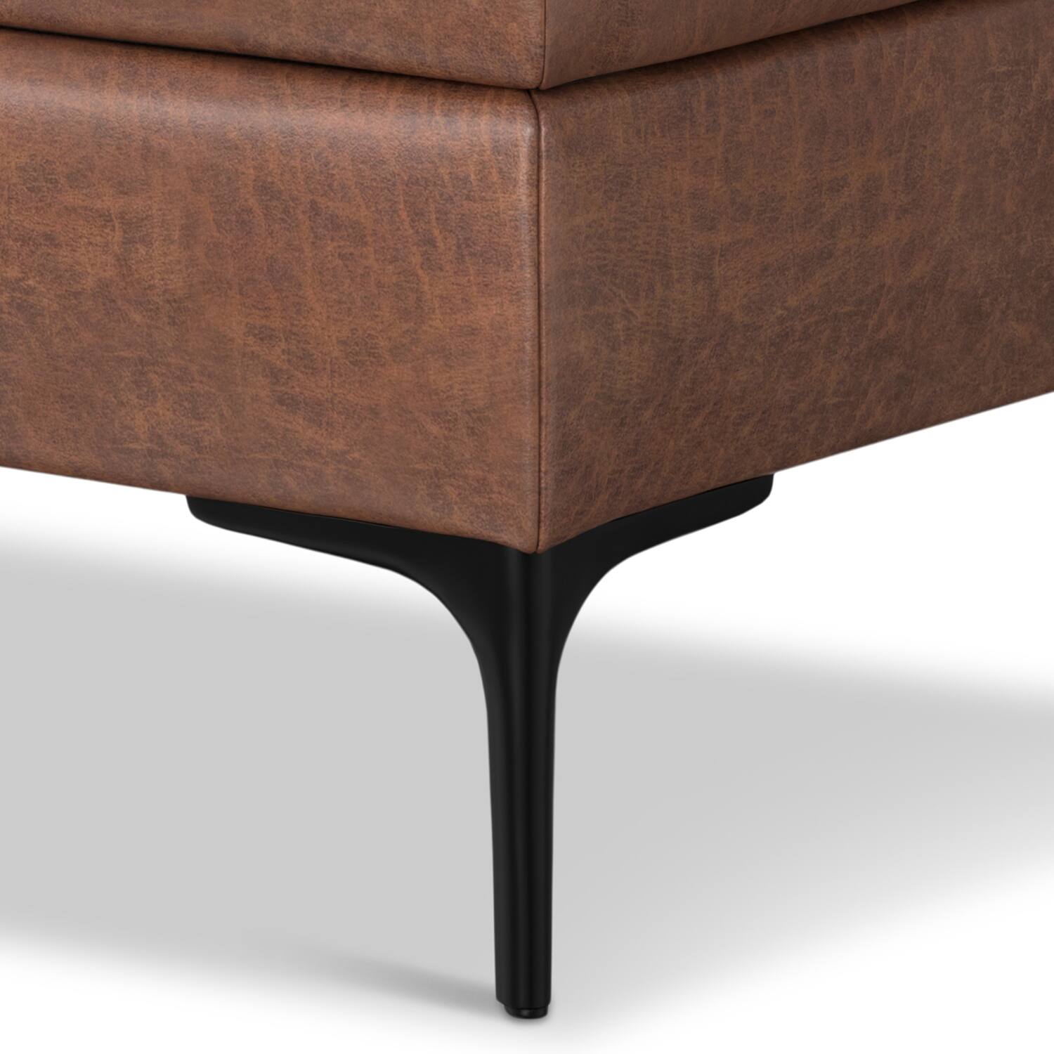 Alt View 5. Simpli Home - Rebecca 36 inch Wide Rectangular Coffee Table Storage Ottoman with Lift Up Lid in Distressed Saddle Brown Vegan Leather - Distressed Saddle Brown.