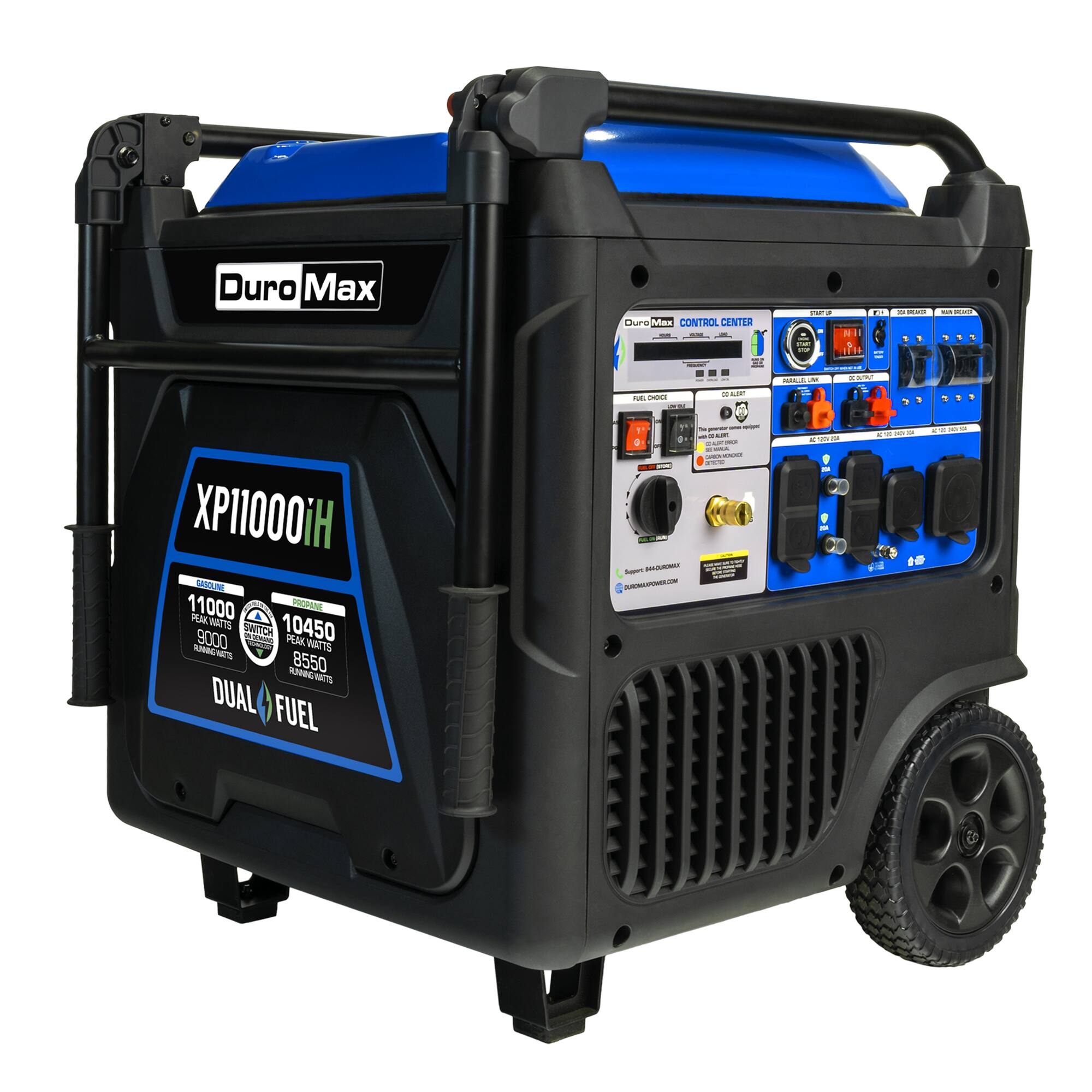 Duro Max XP11000iH  
11000 Peak Watts  
9000 Running Watts  
10450 Peak Watts  
8550 Running Watts  
DUAL FUEL