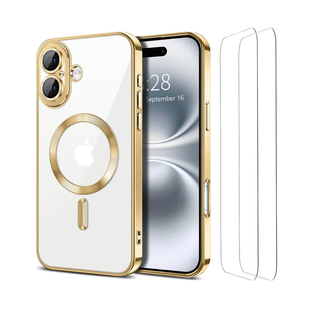 Entronix - Bundle for iPhone 17 - Luxury Magnetic Case & 2 Screen Protectors - Gold
