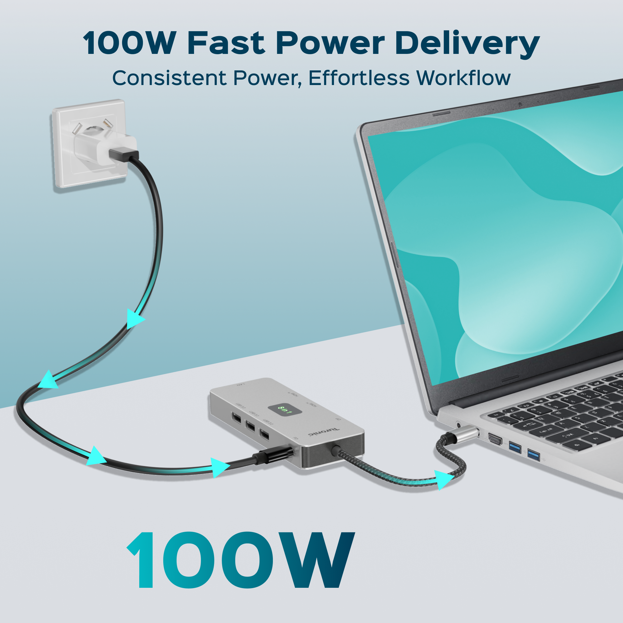 100W Fast Power Delivery  
Consistent Power, Effortless Workflow