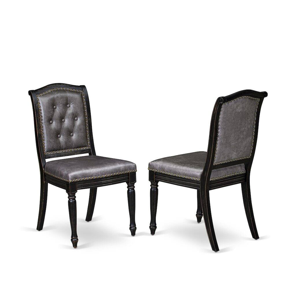 Front. East West Furniture - Parson Kitchen Room Chairs Set of 2 - Grey.