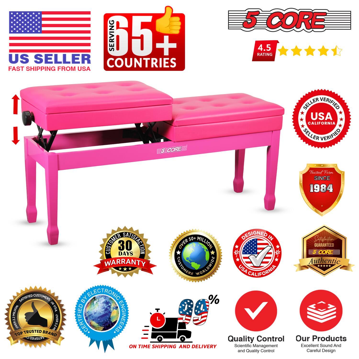 - **US Seller**
  - Fast Shipping from USA

- **Serving 65+ Countries**

- **5 Core**
  - 4.5 Rating

- **Seller Verified**
  - USA California

- **Since 1984**

- **Customer Satisfaction**
  - 30 Days Warranty

- **Over 50+ Million Customers Worldwide**

- **Top Trusted Brand**

- **Certified by Electronic Engineers**

- **On Time Shipping and Delivery**

- **Quality Control**
  - Scientific Management and Quality Control

- **Our Products**
  - Excellent Sound and Careful Design

- **Authentic**
  - Guaranteed 5 Core

- **Over 22 Million Satisfied Customers**