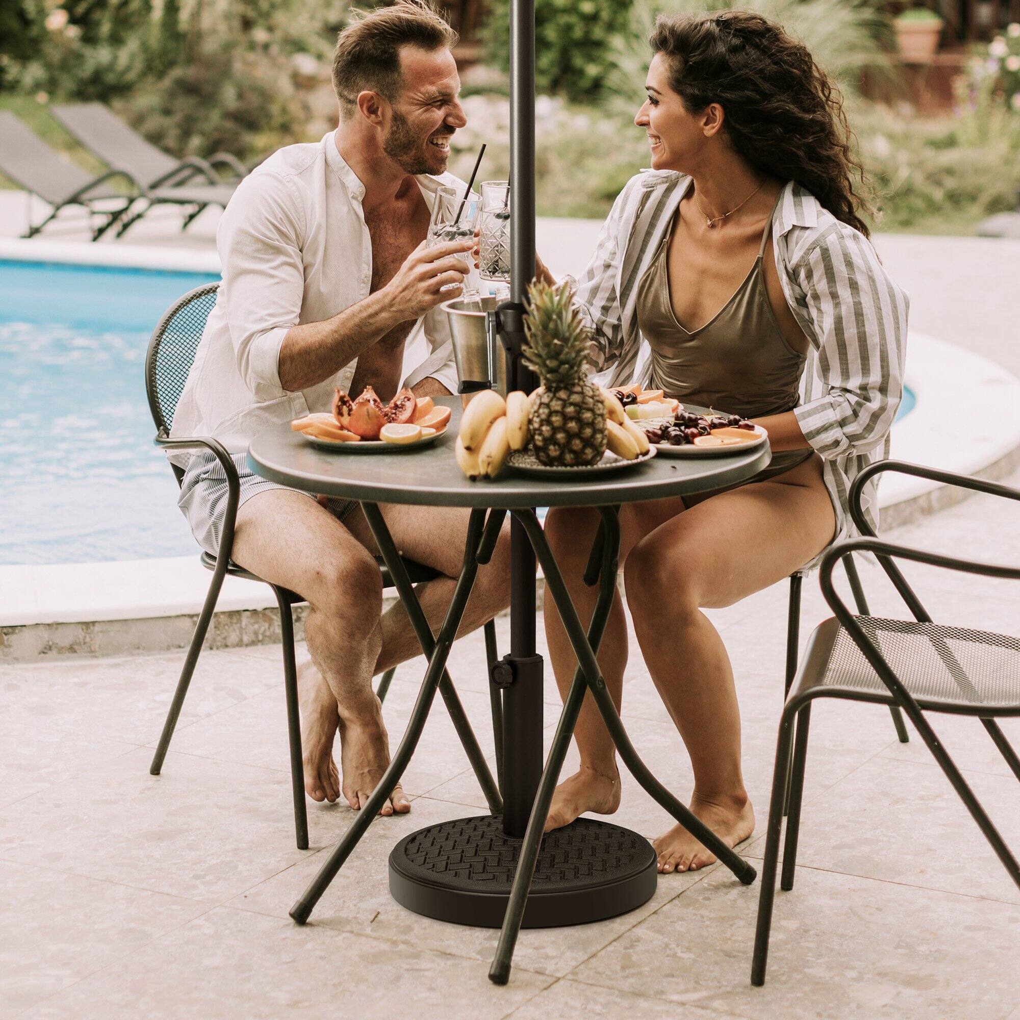 Alt View 6. Crestlive Products - Crestlive Products 30-45 lbs Concrete-Filled Round Umbrella Base for Straight Pole - Black.