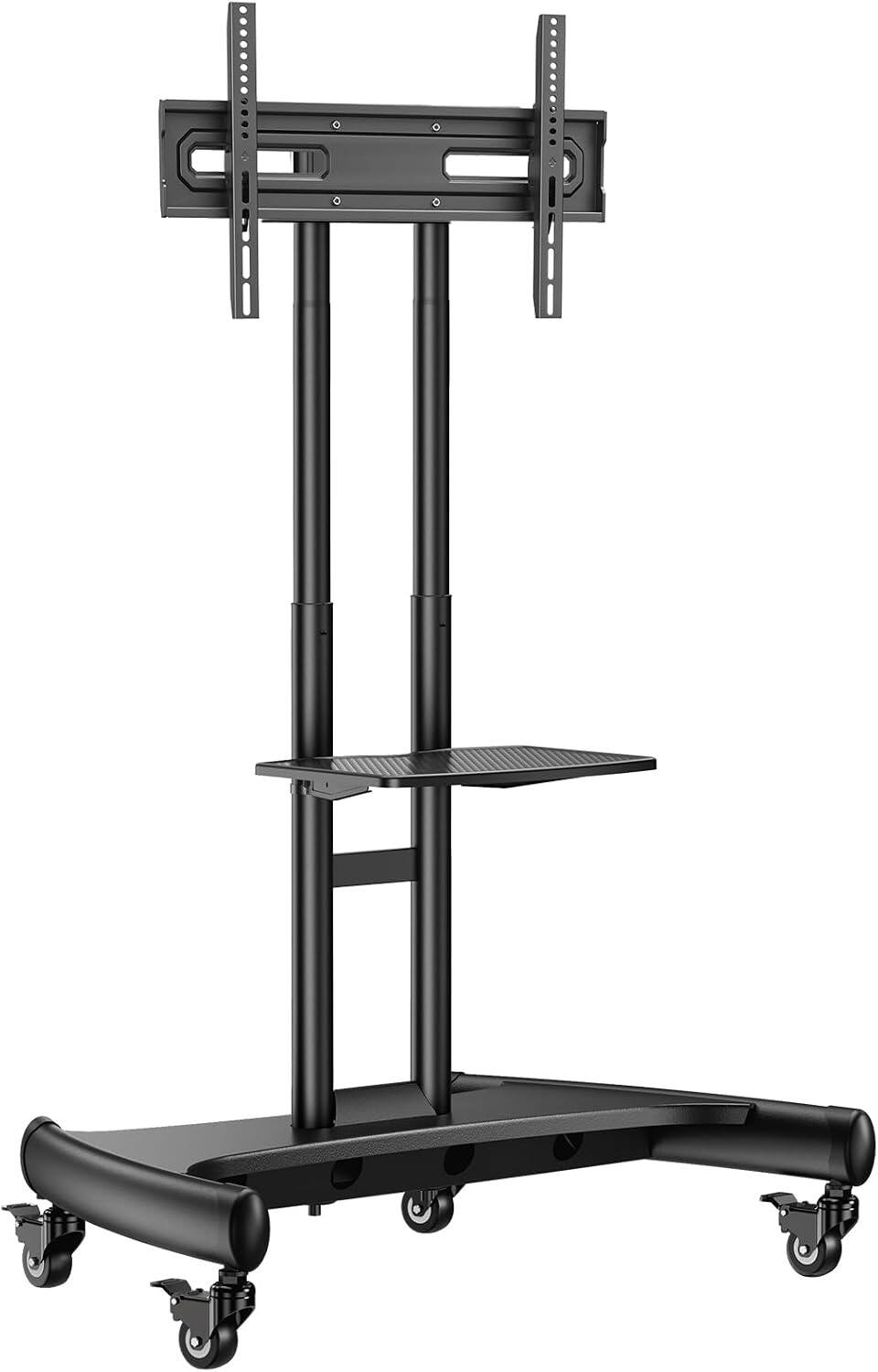 Alt View 5. Perlegear - Rolling TV Stand for 32-84 Inch TV, Mobile TV Cart up to 100lbs, Adjustable Height Outdoor TV Cart with Heavy-Duty Base - Black.