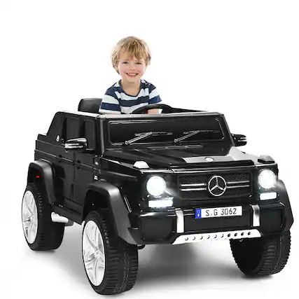 Front. Gymax - Gymax 12V Licensed Mercedes-Benz Kids Ride On Car RC Motorized Vehicles w/ Trunk Black - Black.
