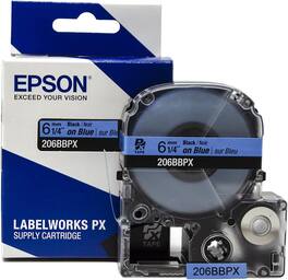 Epson - 1/4" Black on Blue Tape - 206BBPX