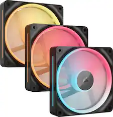 Front. CORSAIR - iCUE LINK LX120-R RGB 120mm PWM Reverse Blade Computer Case Fan Starter Kit (3-pack) - Black.