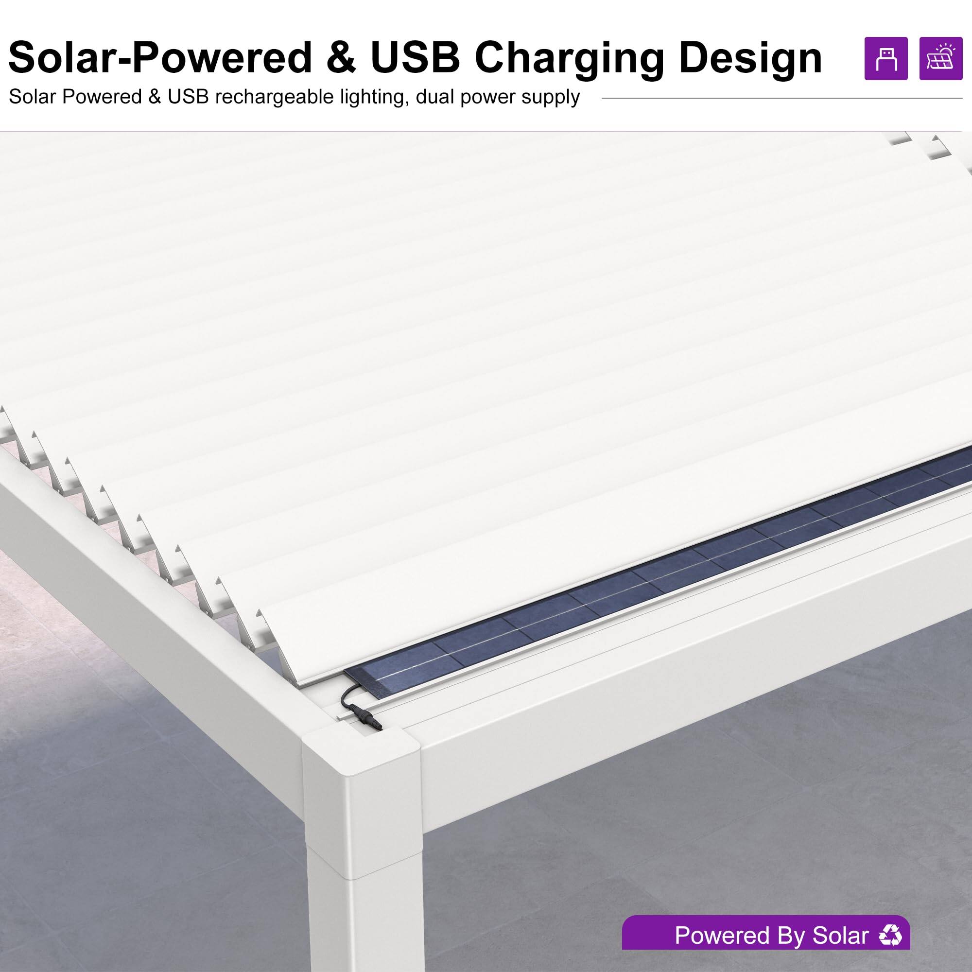 Solar-Powered & USB Charging Design  
Solar Powered & USB rechargeable lighting, dual power supply  
Powered By Solar