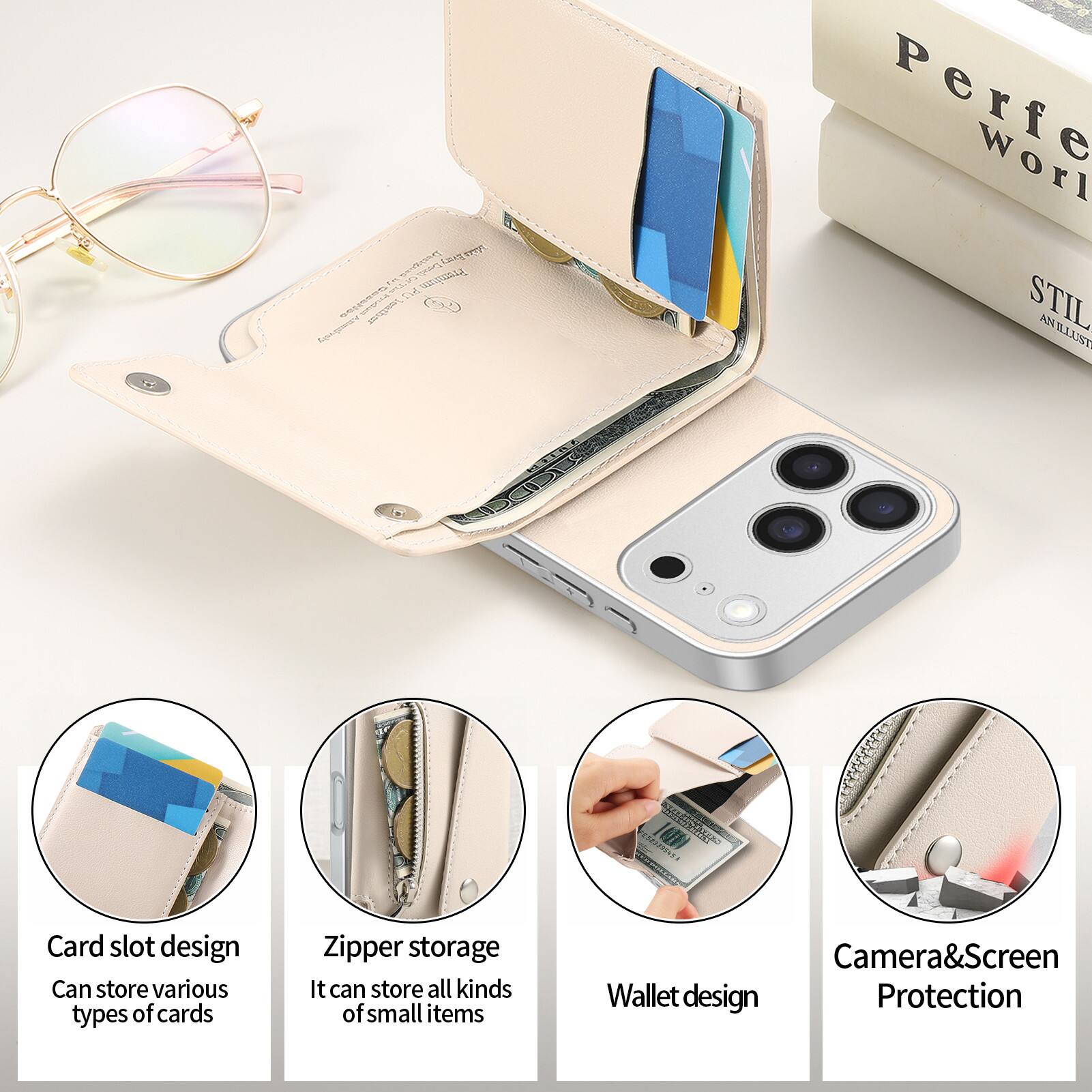 EL  
Evendi Premium Casation Lid Anamivaly leather  
Perfect World STIL ANILLUST  
00  
DUAL Card slot design Zipper storage Camera&Screen Can store various It can store all kinds Wallet design Protection types of cards of small items