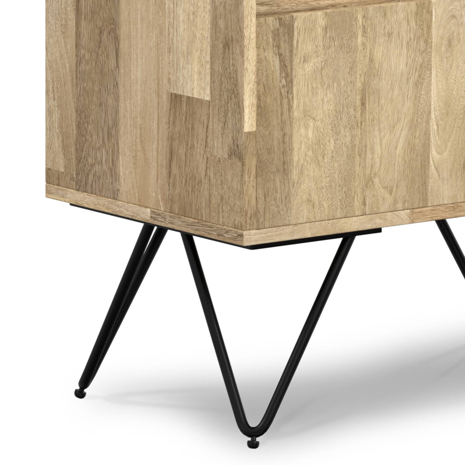 Alt View 4. Simpli Home - Hunter SOLID MANGO WOOD and Metal 64 inch x 24 inch Rectangle Modern Industrial Tall Bookcase in Natural - Natural.